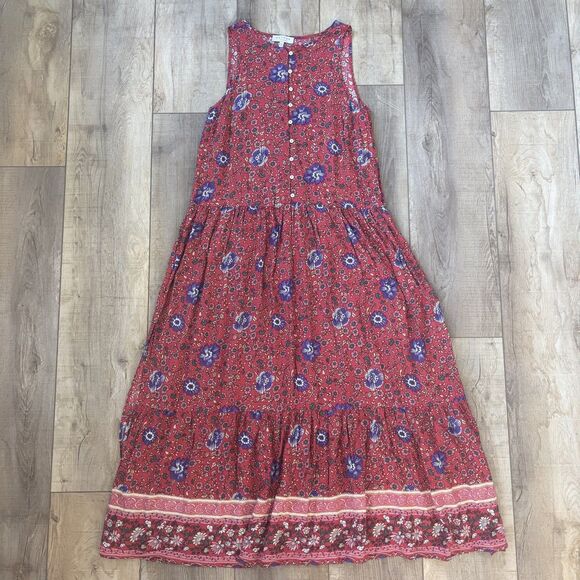 Hayden Women Red Floral Maxi Dress Size L Boho Gypsy Hippie Festival Cottagecore - Picture 7 of 13